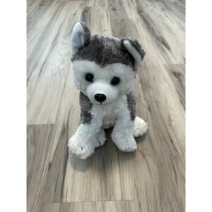 TYSILK TY CLASSIC Husky Dog SLUSH 10" Gray White Bean Bottom Plush 2016